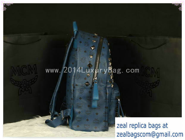 High Quality Replica MCM Stark Backpack Jumbo in Calf Leather 8100 RoyalBlue - Click Image to Close